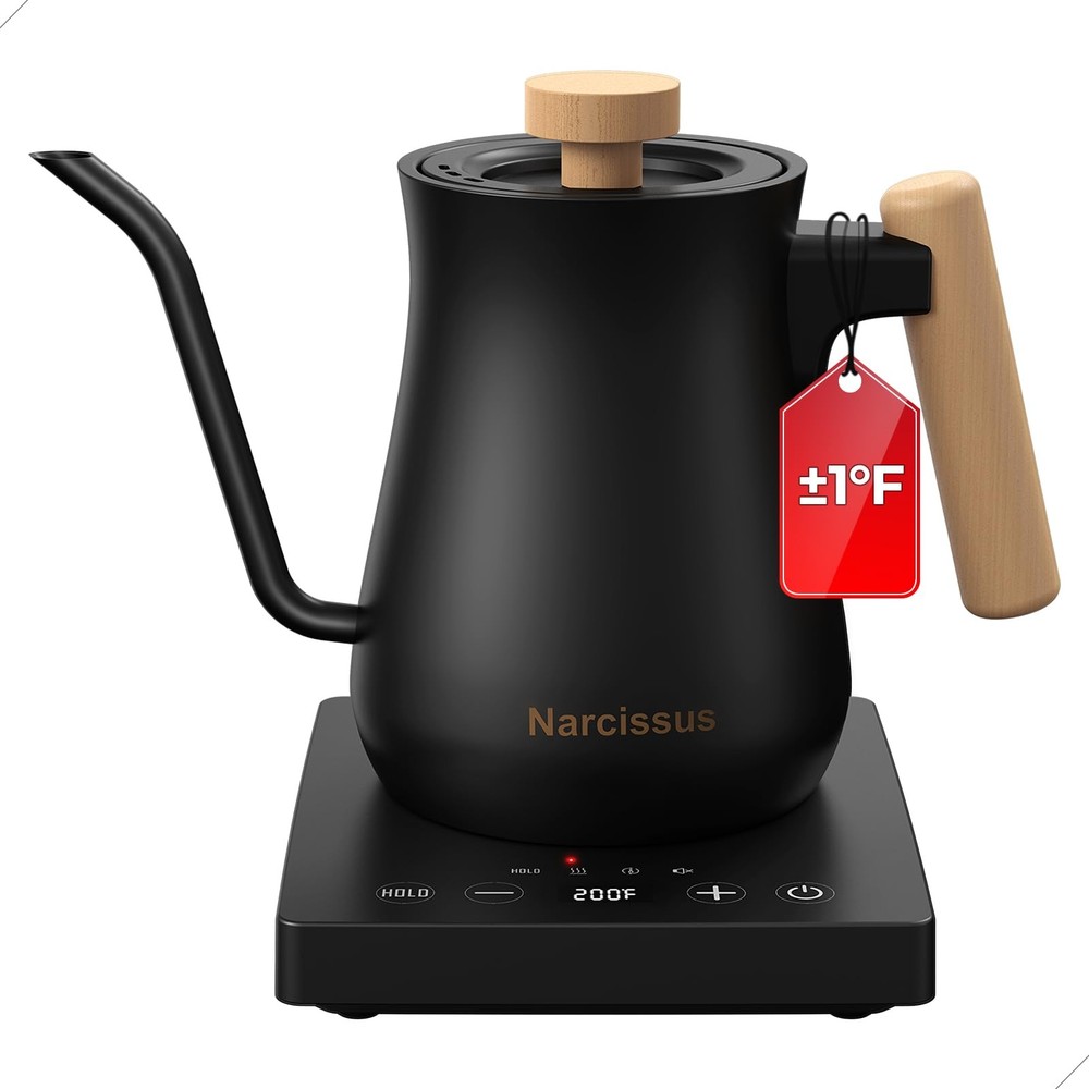 P901 Gooseneck Electric Kettle with ±1℉ Temperature Control Function, 1200 Wa...