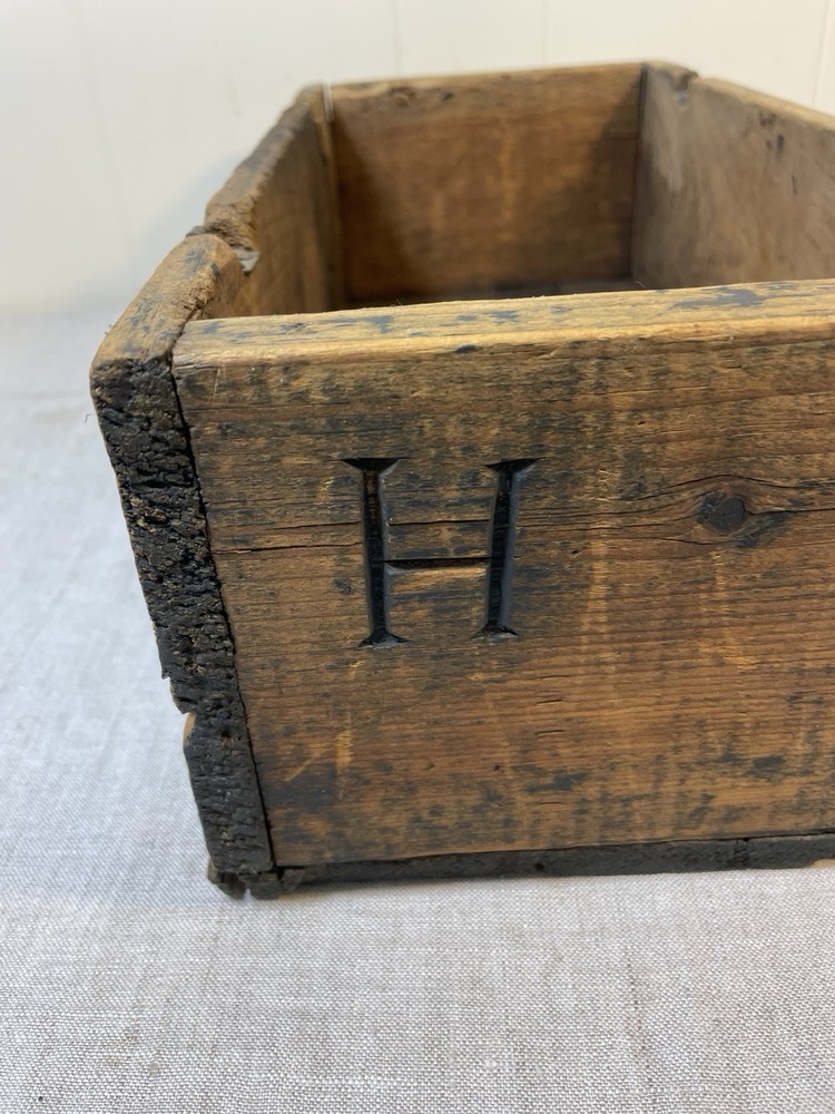 Antique Primitive Wooden tool Box Crate Handmade Hinges Rectangle Workshop 18”