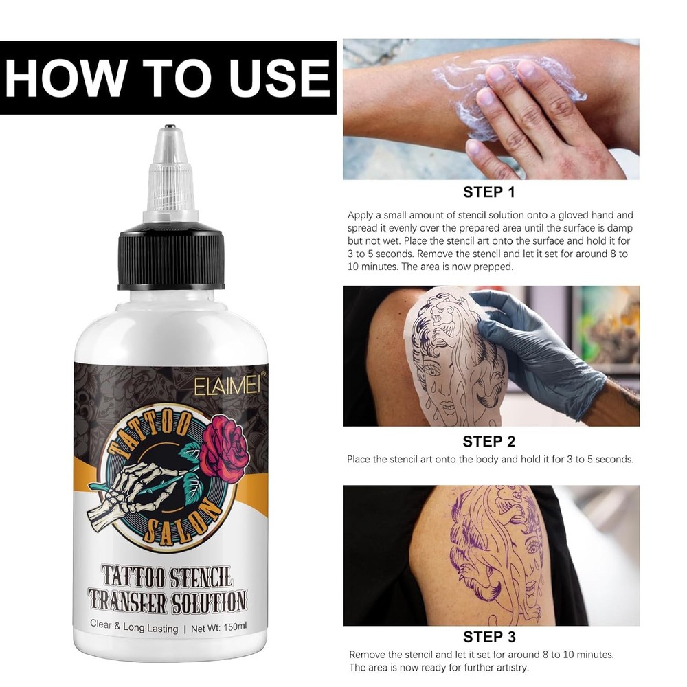 150ml Tattoo Stencil Transfer Gel Solution, Professional 1 Pack, black