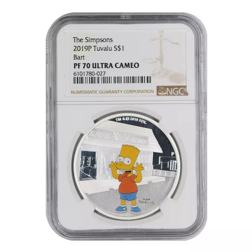 2019 P Tuvalu Silver Dollar Bart Simpson NGC PF70 UC