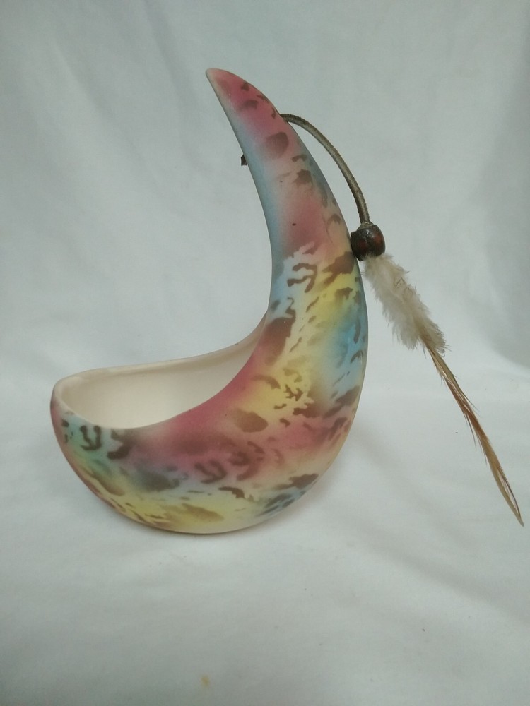 VTG HALF MOON SOUTHWEST POTTERY/CERAMIC HAND PAINTED PLANTER/DECOR