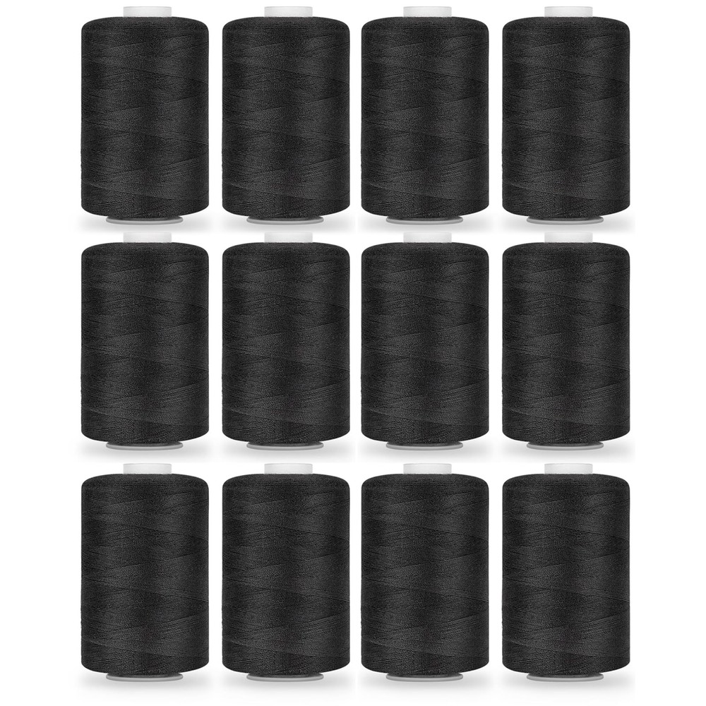 StiVerse 12PCS Thread - 1000Yard Black All Purpose Sewing Machine Thread for