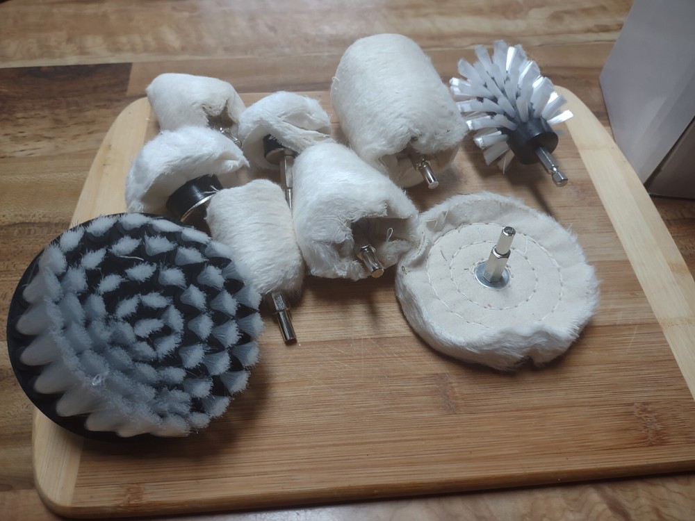 NEW 9 PCS CLOTH BUFFING WHEELS WITH CLEANING BRUSHES