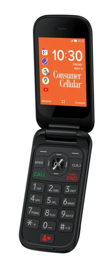 Consumer Cellular Iris Flip • Easy Senior Phone • Large Buttons • Voice‑to-Text