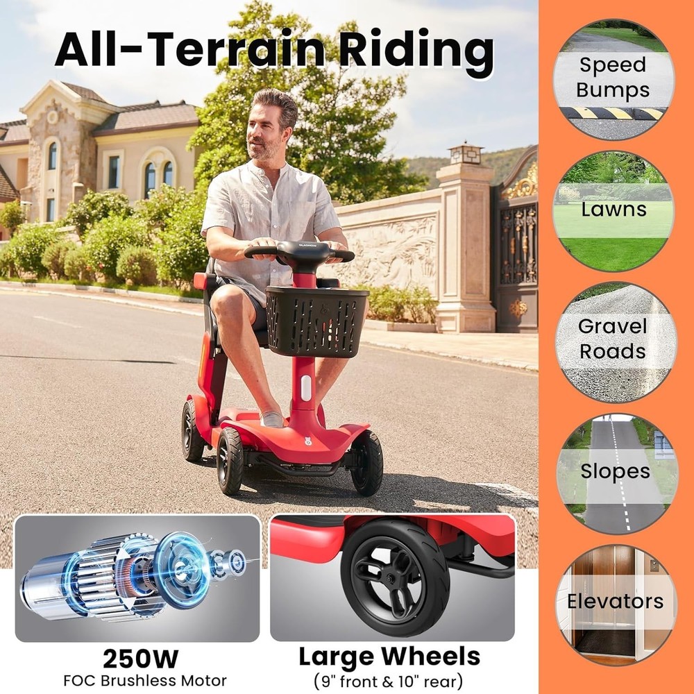 Glashow S3 Foldable Mobility Scooter – 25 Mile Range – Safe & Reliable