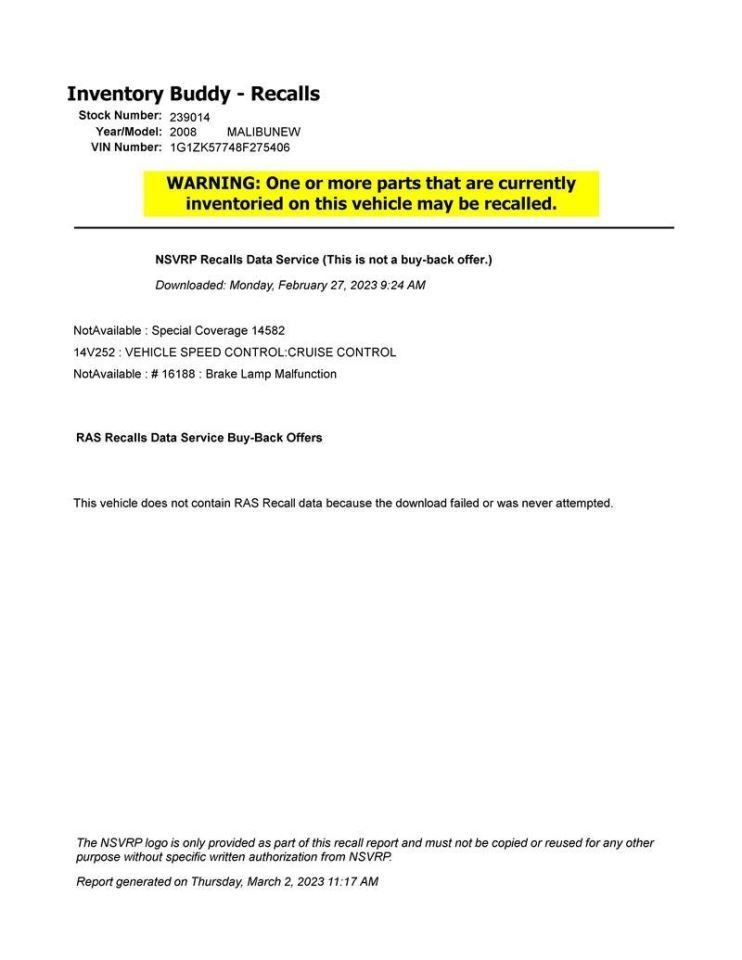 MALIBUNEW 2008 Fuse Box Cabin 6659