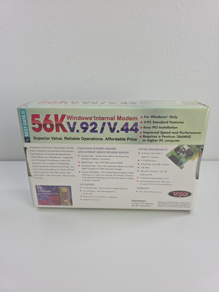 PCI Best Data Windows Internal Modem 56 Kbps V.92/V.44 Smart One Series
