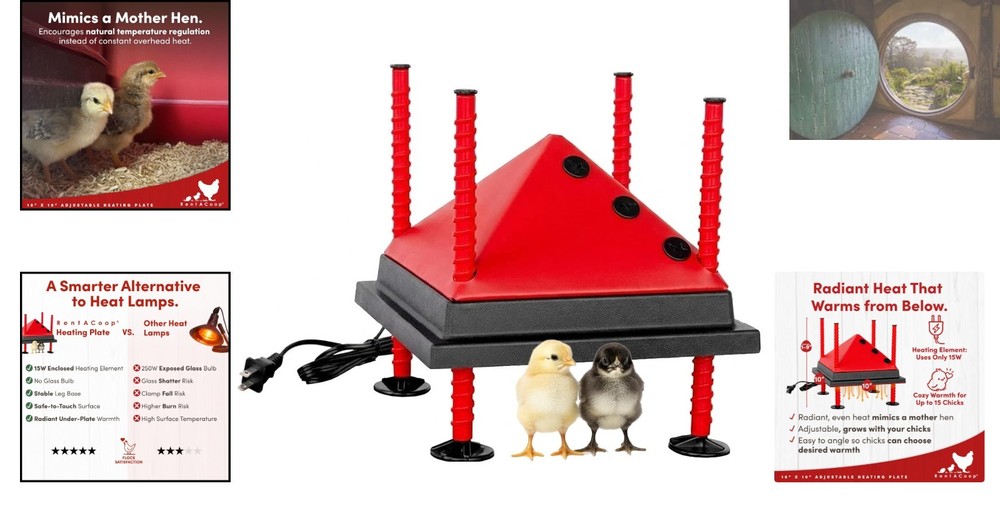 Safe 10x10” Adjustable Heating Plate for Poultry - Energy-Saving Chick Brooder