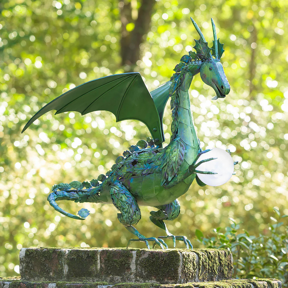 Green Metal Dragon w/ Solar Orb