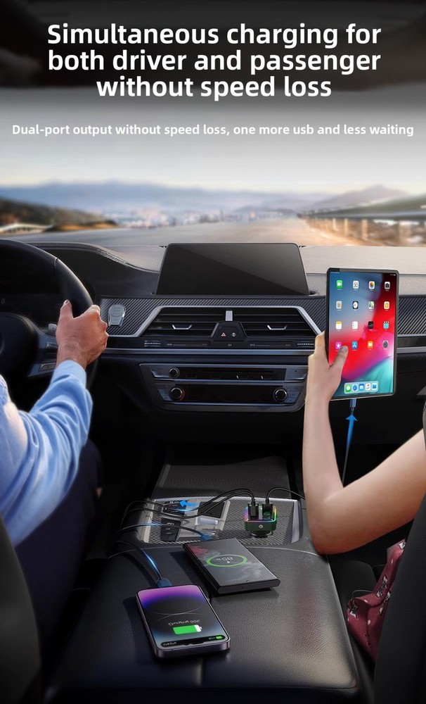 Dual USB Car Charger Fast Charging Bluetooth for iPhone Android Quick Charging