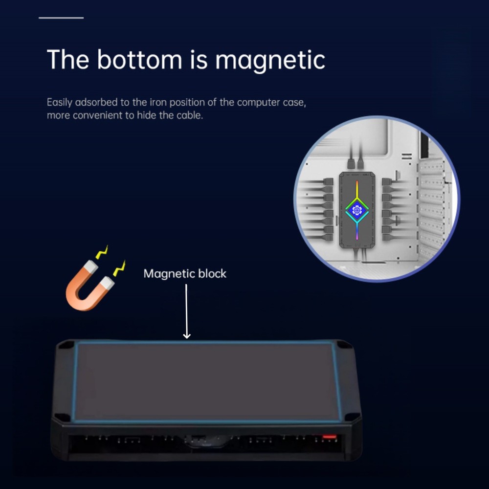 ARGB PWM Fan Controller Hub 9 Ports Remote Control for Computer PC Lighting