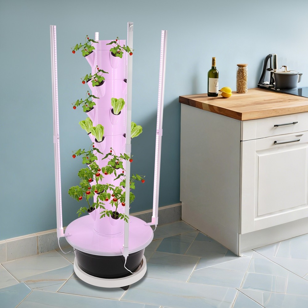 7-Tier Vertical Hydroponics Growing Tower System - 28-Plant Capacity Indoor