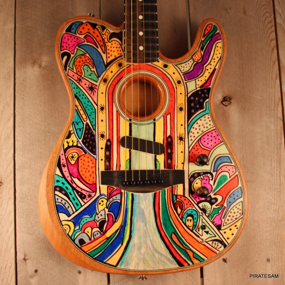 Fender Acoustasonic Telecaster Custom ar Guitar  " A River Runs Through It "  #4