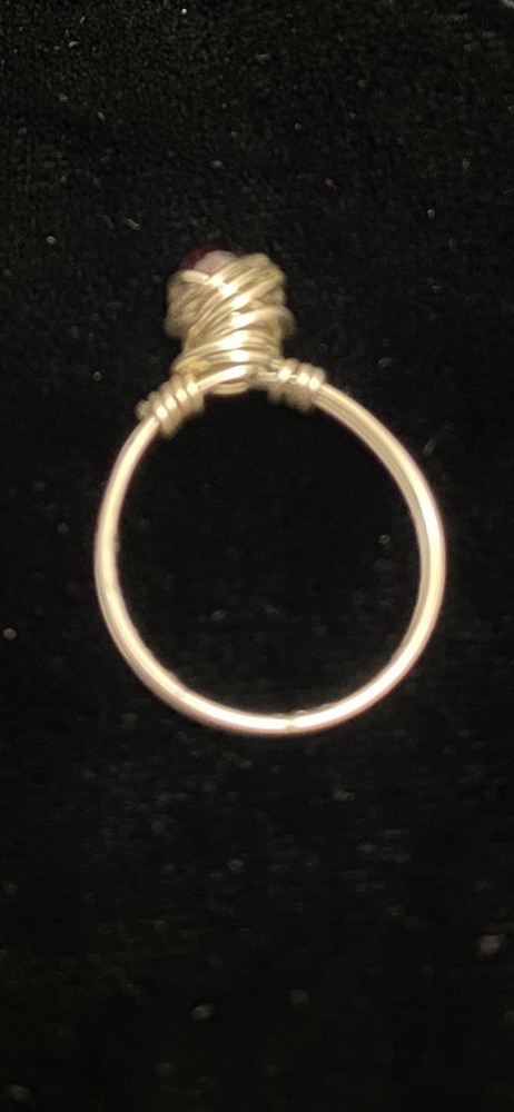 Garnet Silver Ring Wrap Ring Size 6