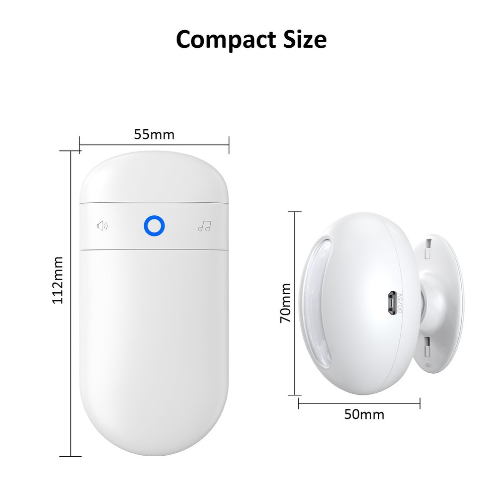 Wireless Motion Sensor Doorbell -Indoor 1 Receiver 1 Sensor, White
