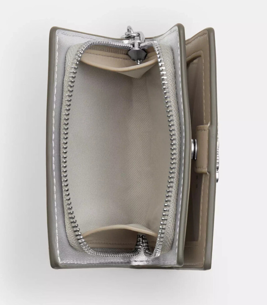Coach Light Silver Pearlized Smooth Leather Snap Wallet (CW792) - NWT