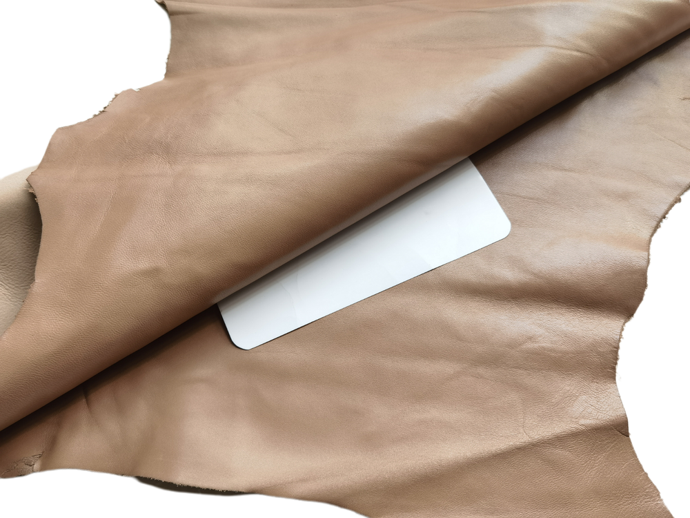 GENUINE soft khaki goatskin leather whole hide