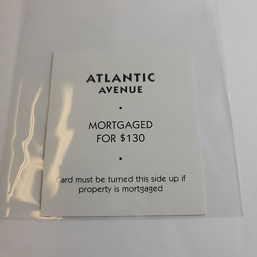 1998 Monopoly Deluxe Edition Game ATLANTIC AVE Deed Card Replacement Piece