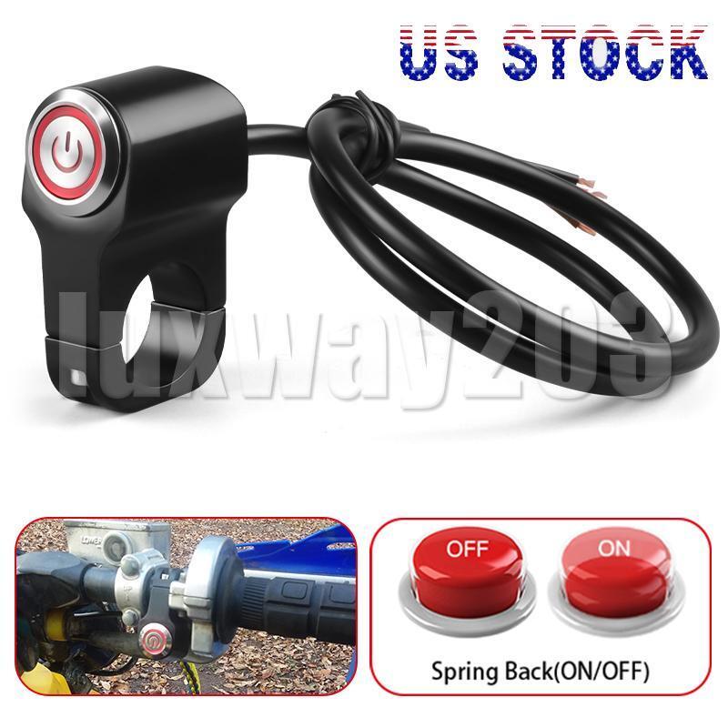 US Motorcycle ATV Handlebar Control Start Switch Momentary Horn Push Button 7/8"