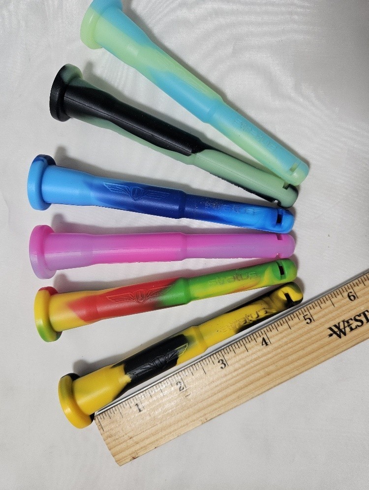 4 Pack: 2 pc.-5" Silicone Down stems + 2 Pc. 14mm Bowls For Water Pipe