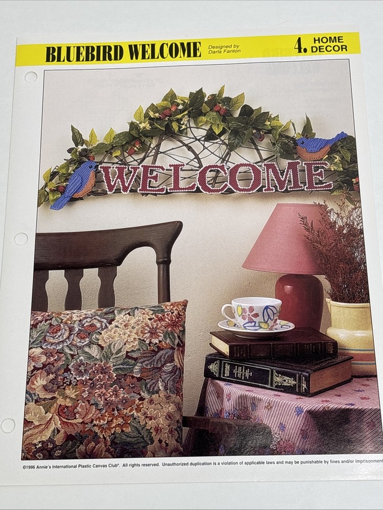 Bluebird Welcome Annie's Attic Plastic Canvas Pattern Page