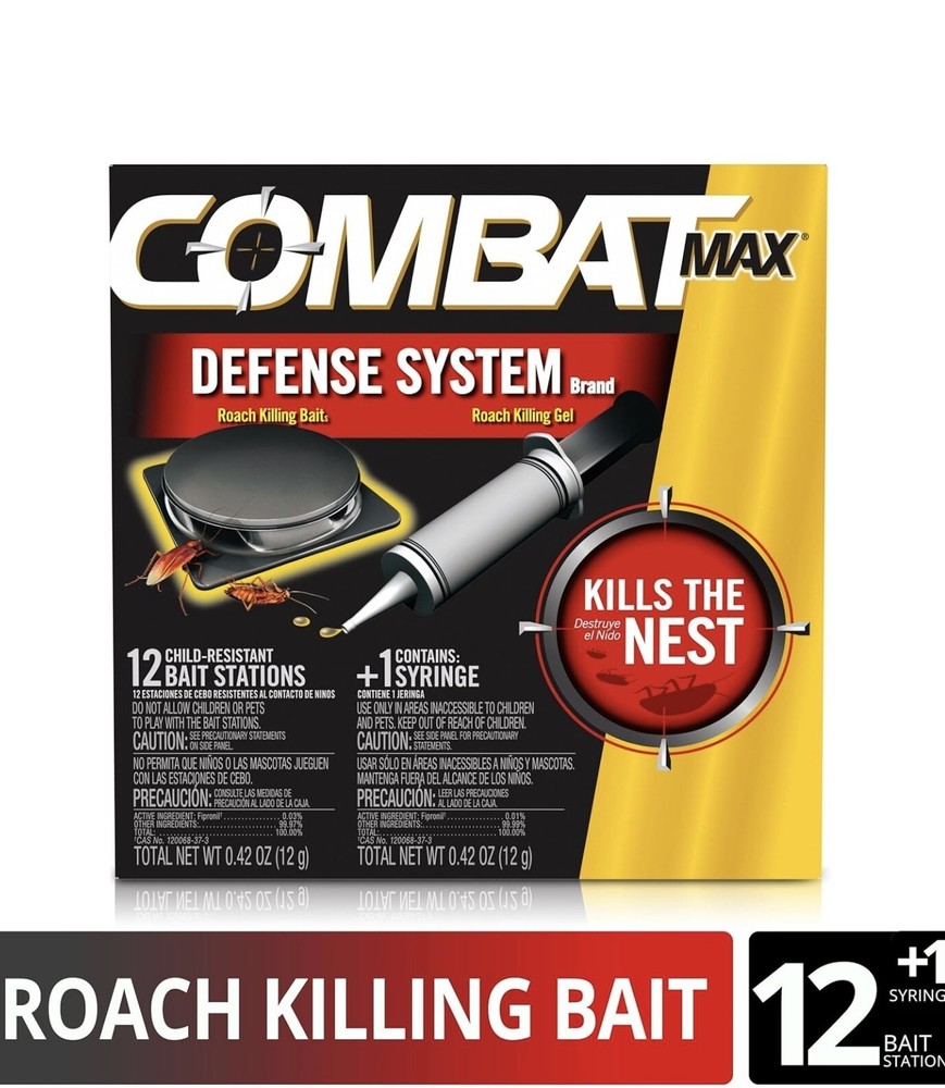 Combat Max Defense System Brand, Small Roach Killing Bait and Gel, 12 Count