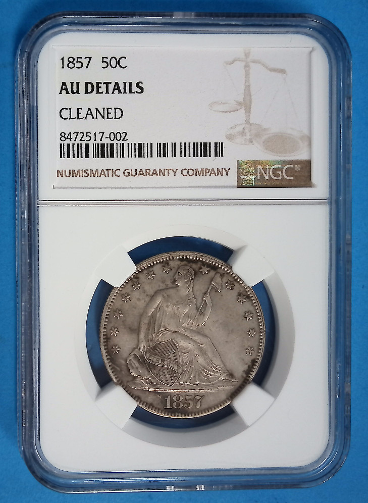 1857 50C Seated Liberty NGC AU Details
