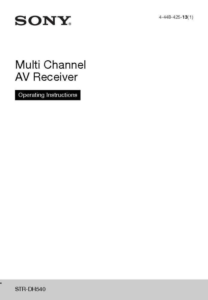 Sony STR-DH540 AV Receiver Owners Manual