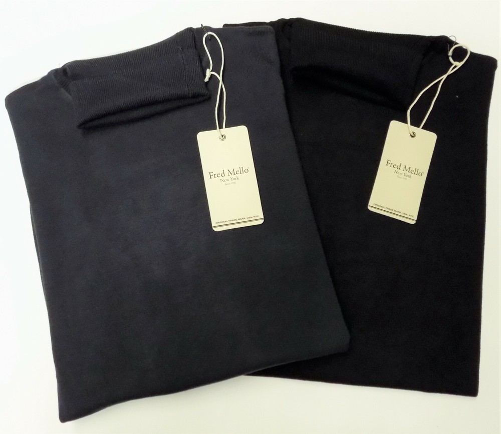Sweater Pullover Turtleneck Slim Fred Mello FMKENT Blue Black