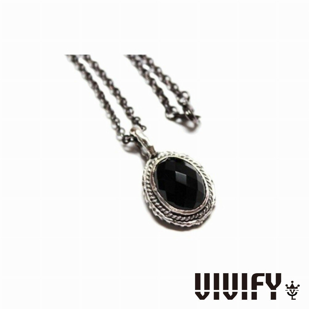 VIVIFY Silver Checker-Cut Onyx Pendant Top (No Chain)