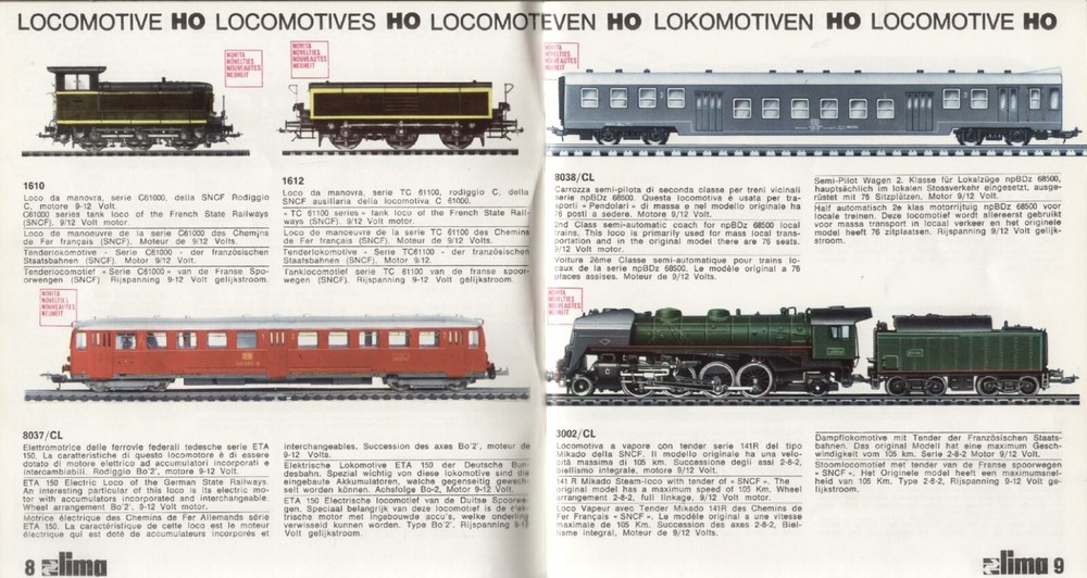 catalog LIMA 1970/71 scale HO IT F D E bb