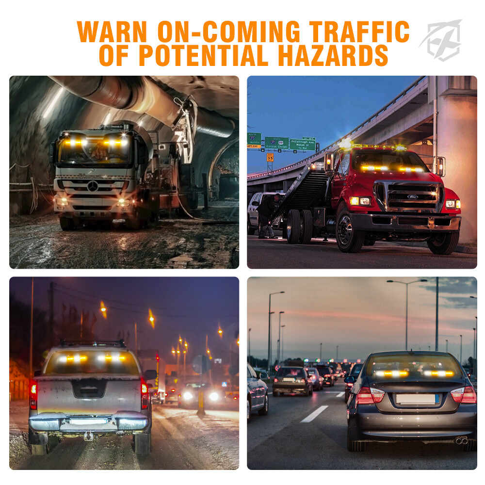 17" Dual Windshield Strobe Lightbars Emergency Warning Amber white Hazard light