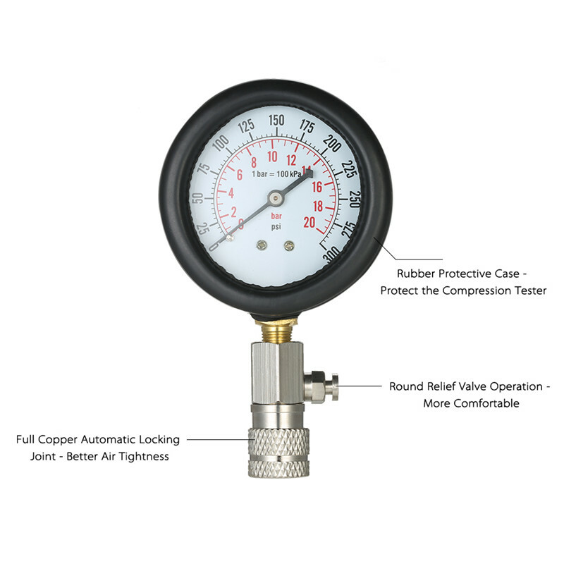Car Engine Compression Cylinder Pressure Tester Gauge Multi-Function Tools Set