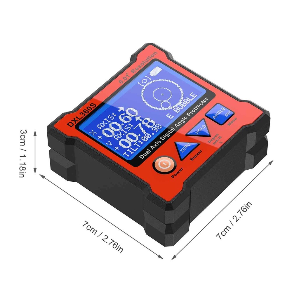 Digital Angle Protractor Dual Axis 2 in 1 0.01° Resolution Five Face Magnetic