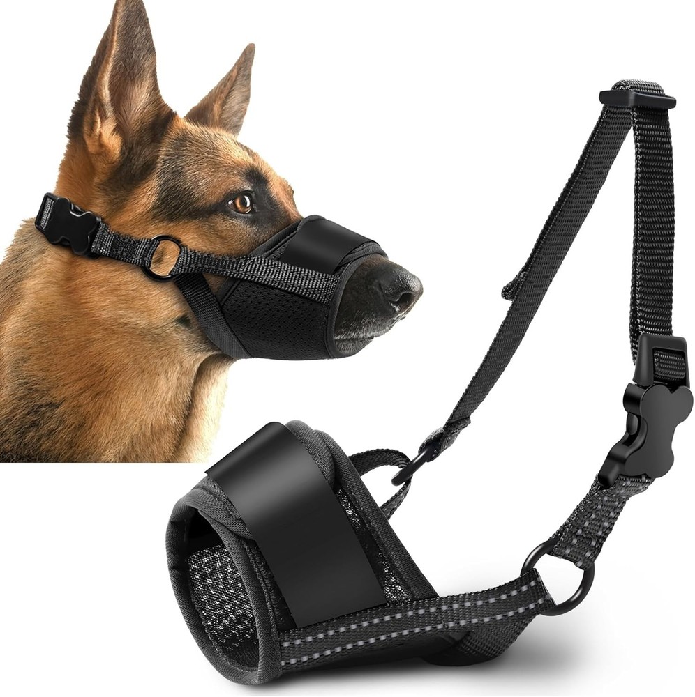 Dog Muzzle, Soft No Barking Bite Mesh Muzzles For Large Sized Dogs Anti Chewing,