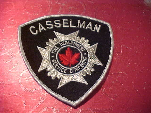 CASSELMAN CANADA FIRE DEPARTMENT PATCH SHOULDER SIZE NEW