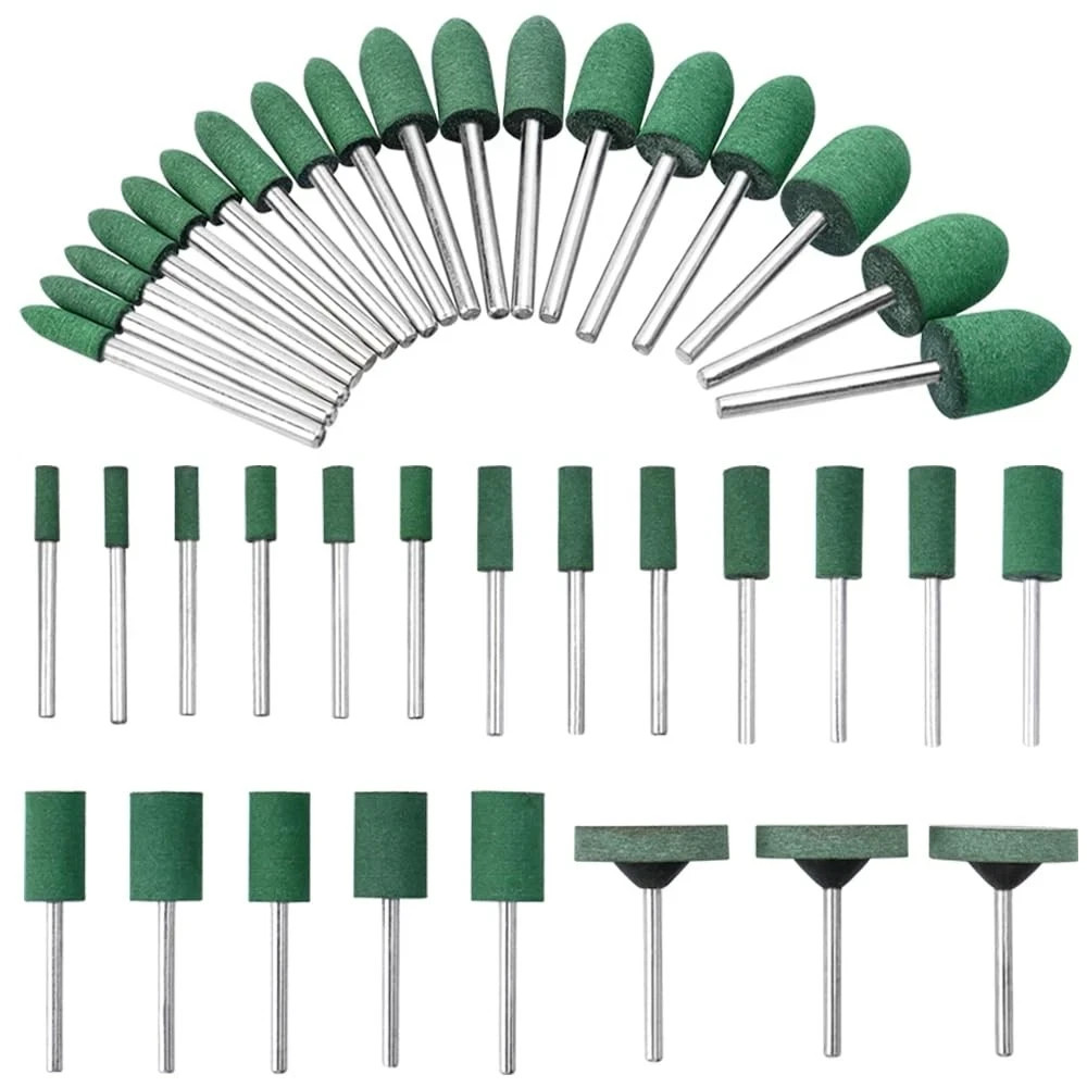 39 Pcs Rubber Polishing Drill Bits,Green Buffer Abrasive Bits Metal Polish...