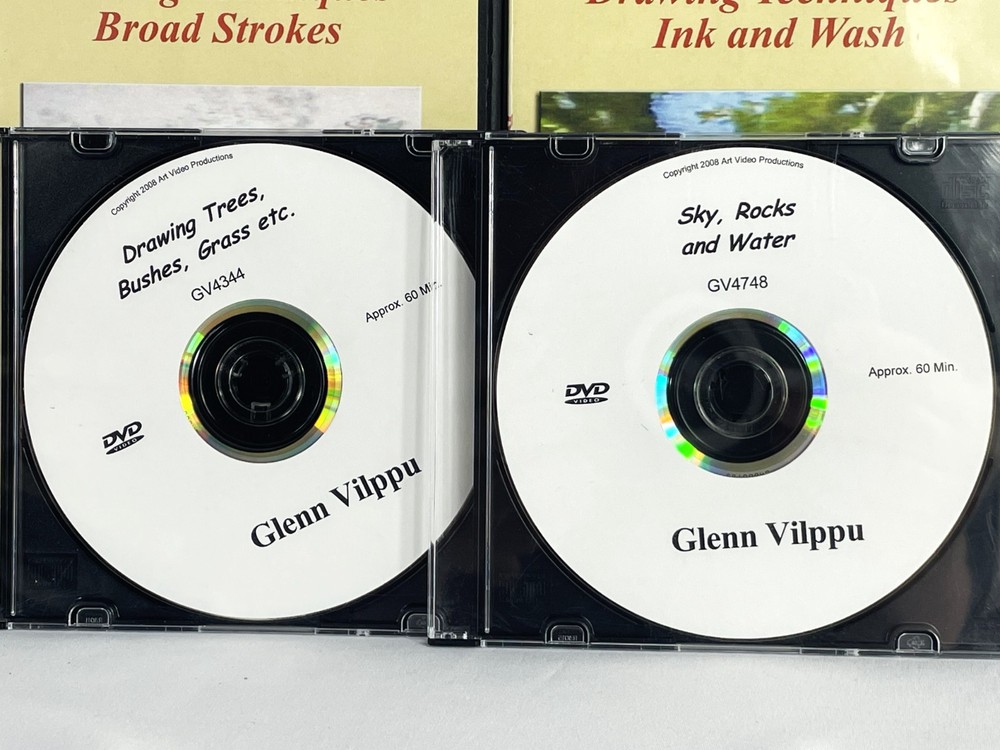 Glenn Vilppu 4-Set Drawing Techniques DVDs Broad Stokes Ink Trees Sky Water