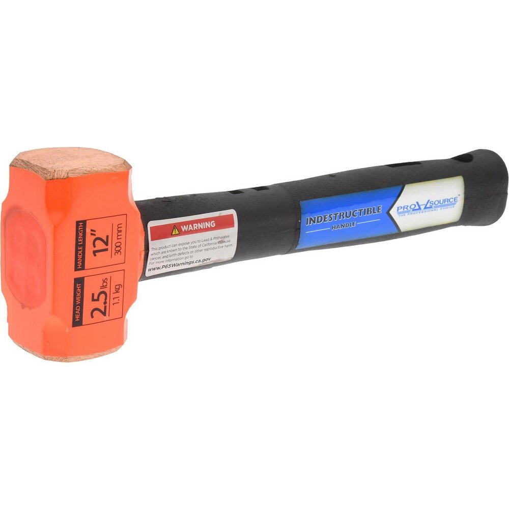 PRO SOURCE Non-Sparking Copper Head Sledge Hammer: 2.5 lb Head, 12" Overall L...