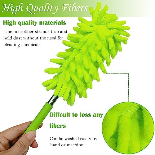 3 Pack Retractable Long-Reach Washable Duster for Cleaning, Microfiber Hand