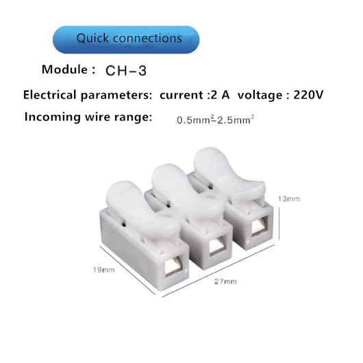 CH-3 Spring Wire Connectors Quick Cable Connector Press Type Terminal Block 50pc