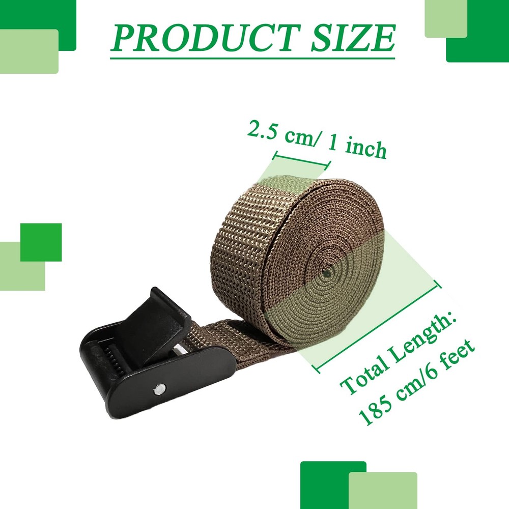 4 Pack Trail & Game Camera Mount Tree Straps with Snap, 185cm, Green