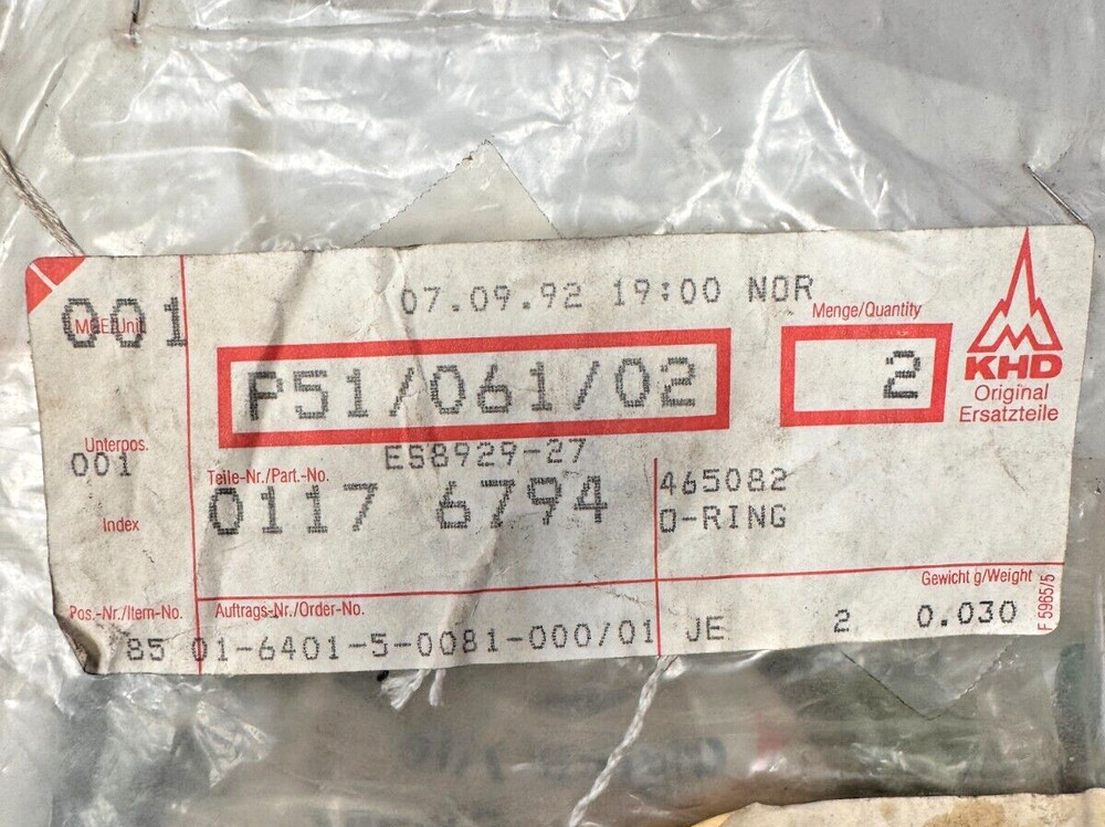 Deutz 01176794, O-Seal