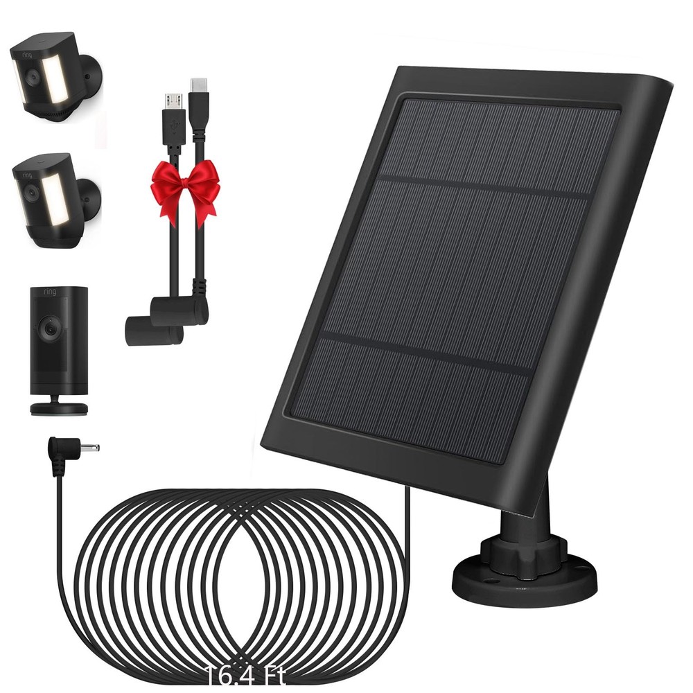 Solar Panel for Camera 5W Solar Charger Compatible with Ring Spotlight &Stick...