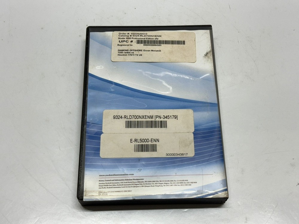 ALLEN BRADLEY STUDIO 5000 9324-RLD700NXENM RSLOGIX 5000 SOFTWARE DVD CD