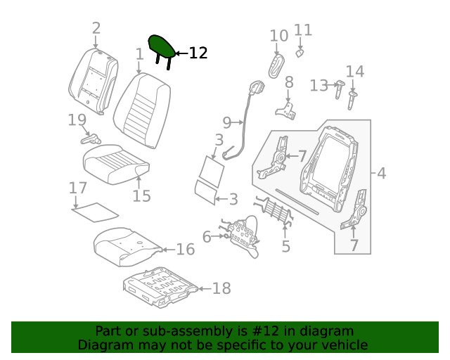 Genuine Ford Headrest DR3Z-63611A08-EA
