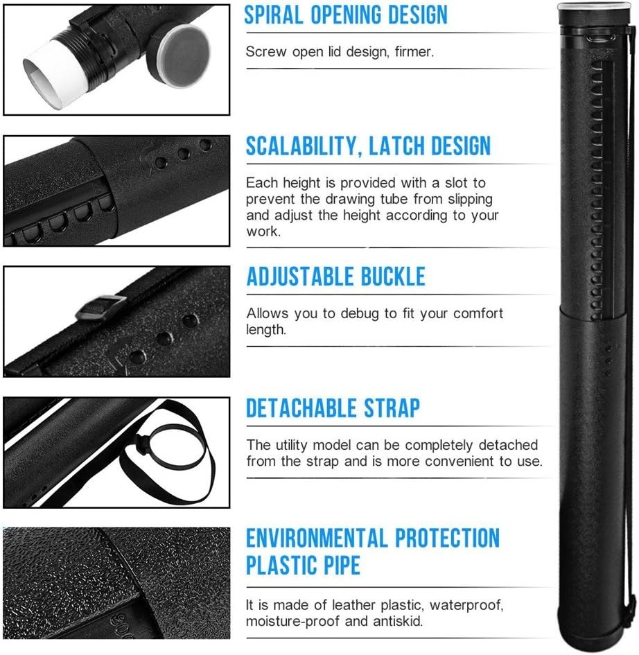Adjustable Document Tube 24.5–40in Waterproof & Light-Resistant with Strap