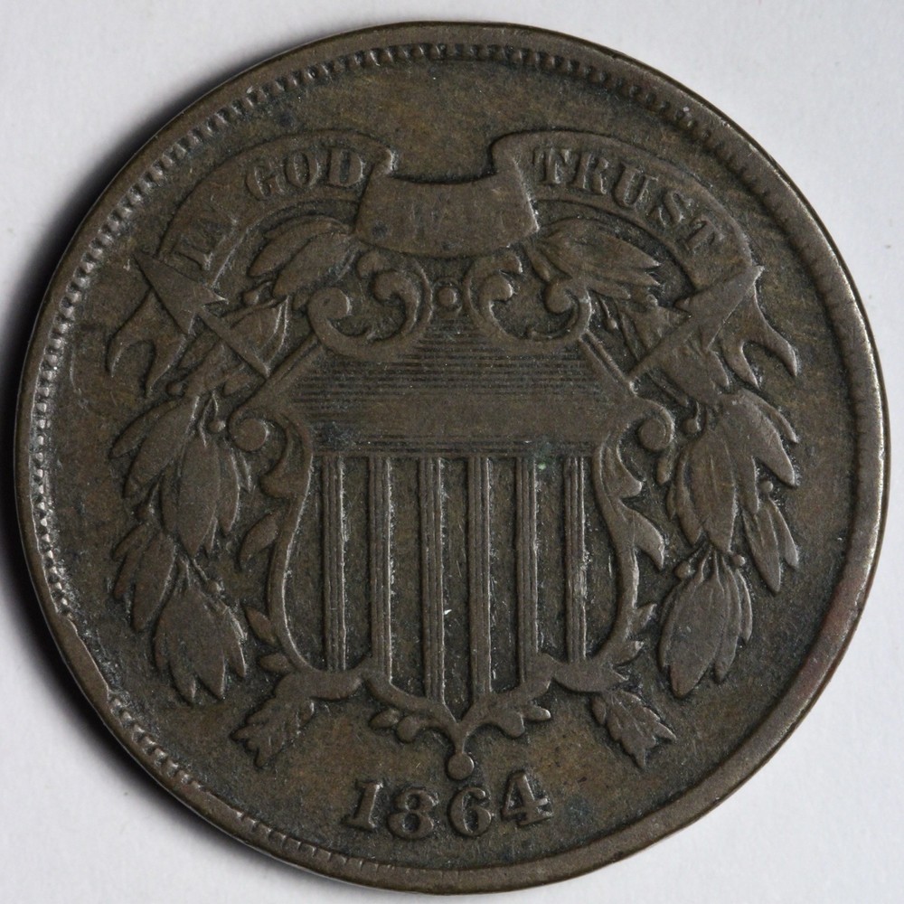 1864 Two Cent Piece VF E188 AICB