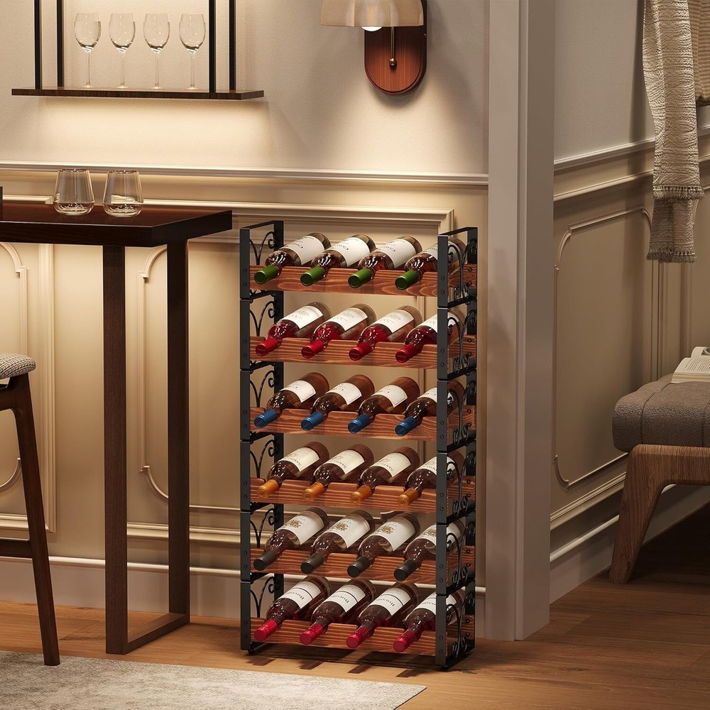 Innovative Stackable Wine Rack for 12 Bottles - Easy Assembly, Black Finish