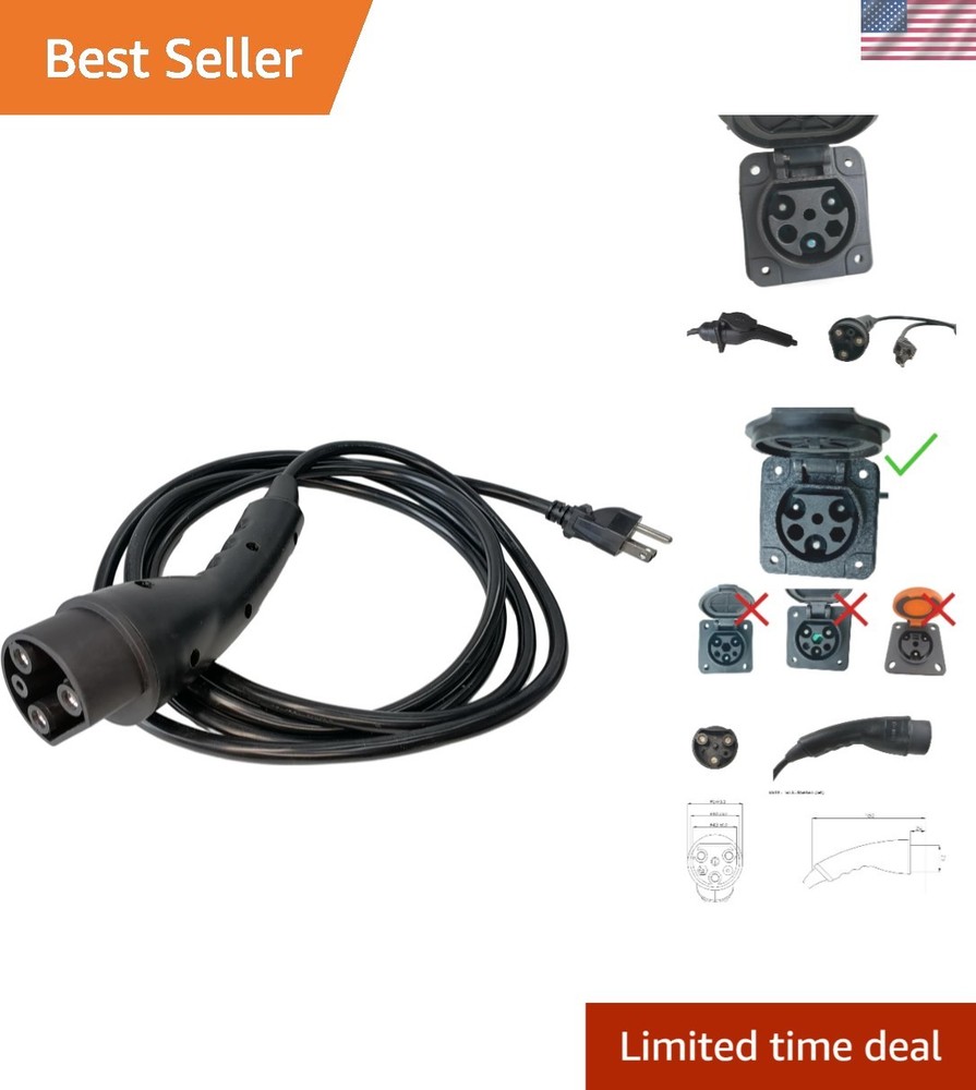 Certified 10ft Charging Power Cord for Evolution EV Golf Carts – 16A Standard